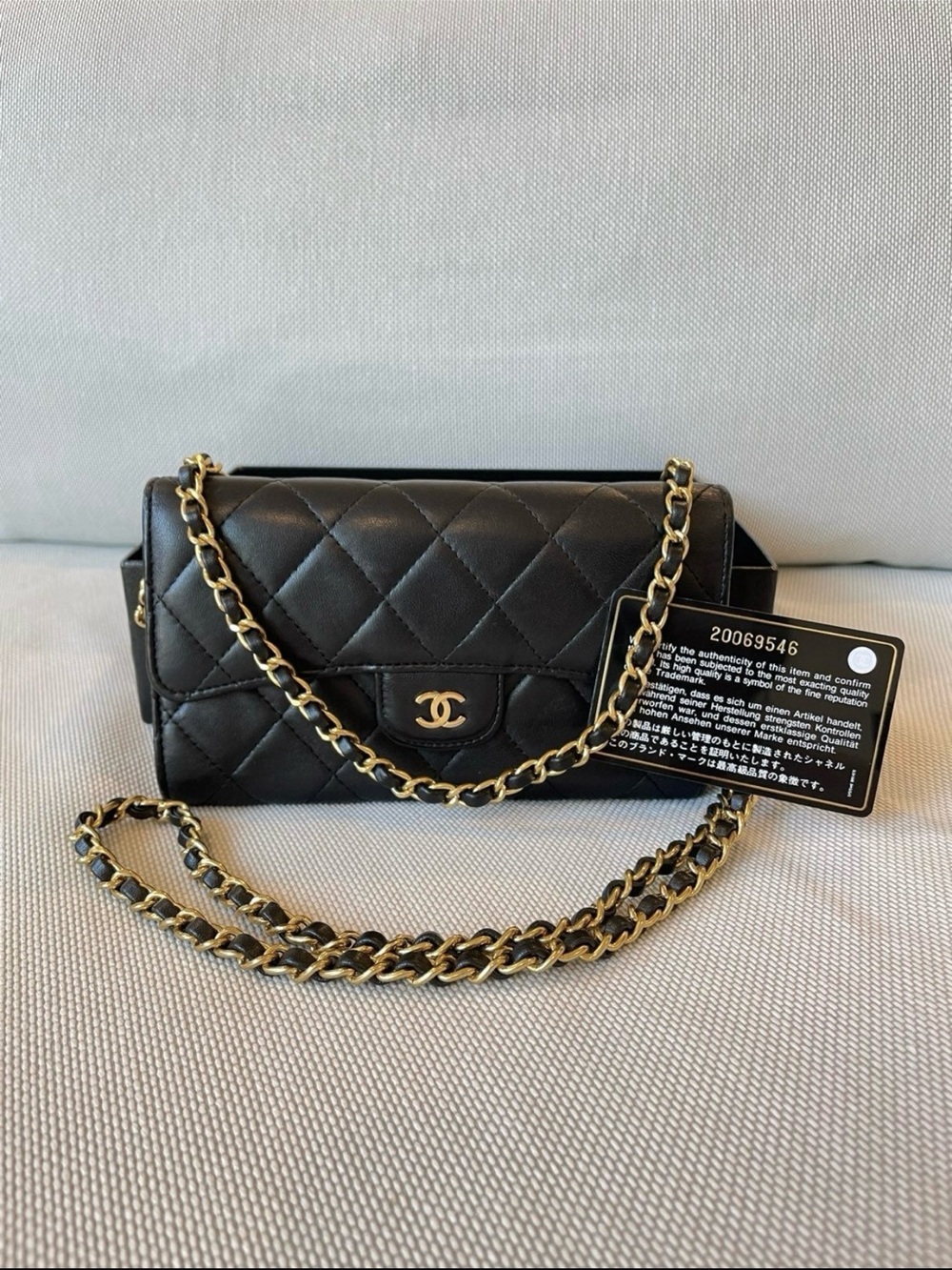 Authentic Chanel Vintage Black Quilted Lambskin Long Wallet
